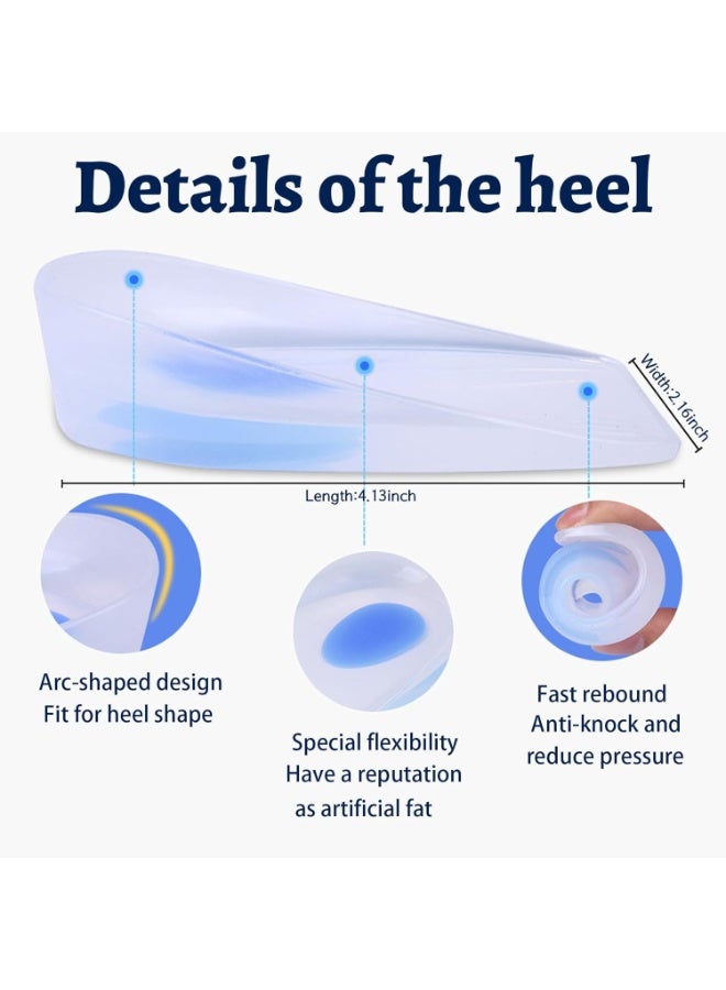 وسائد جل للكعب لتخفيف الألم - عبوة من قطعتين من السيليكون للرجال والنساء، تدعم وتر أخيل، والتهاب اللفافة الأخمصية، ونتوءات الكعب والعظام، وتمتص الصدمات، وتدعم قوس القدم، وهي حشوات أحذية مريحة للرياضة والعمل والوقوف اليومي. - Image 4